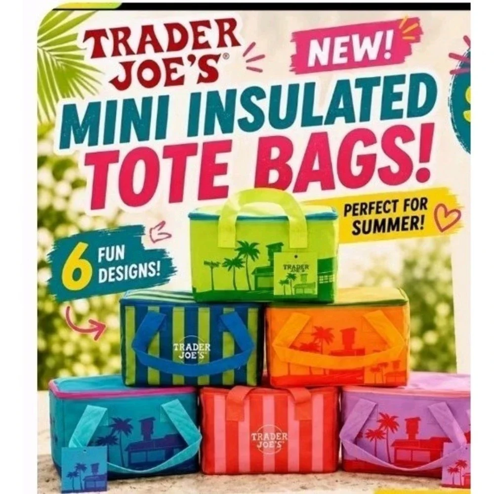 Trader Joe's Mini Insulated Tote‎ Light Purple Pink Single Bag